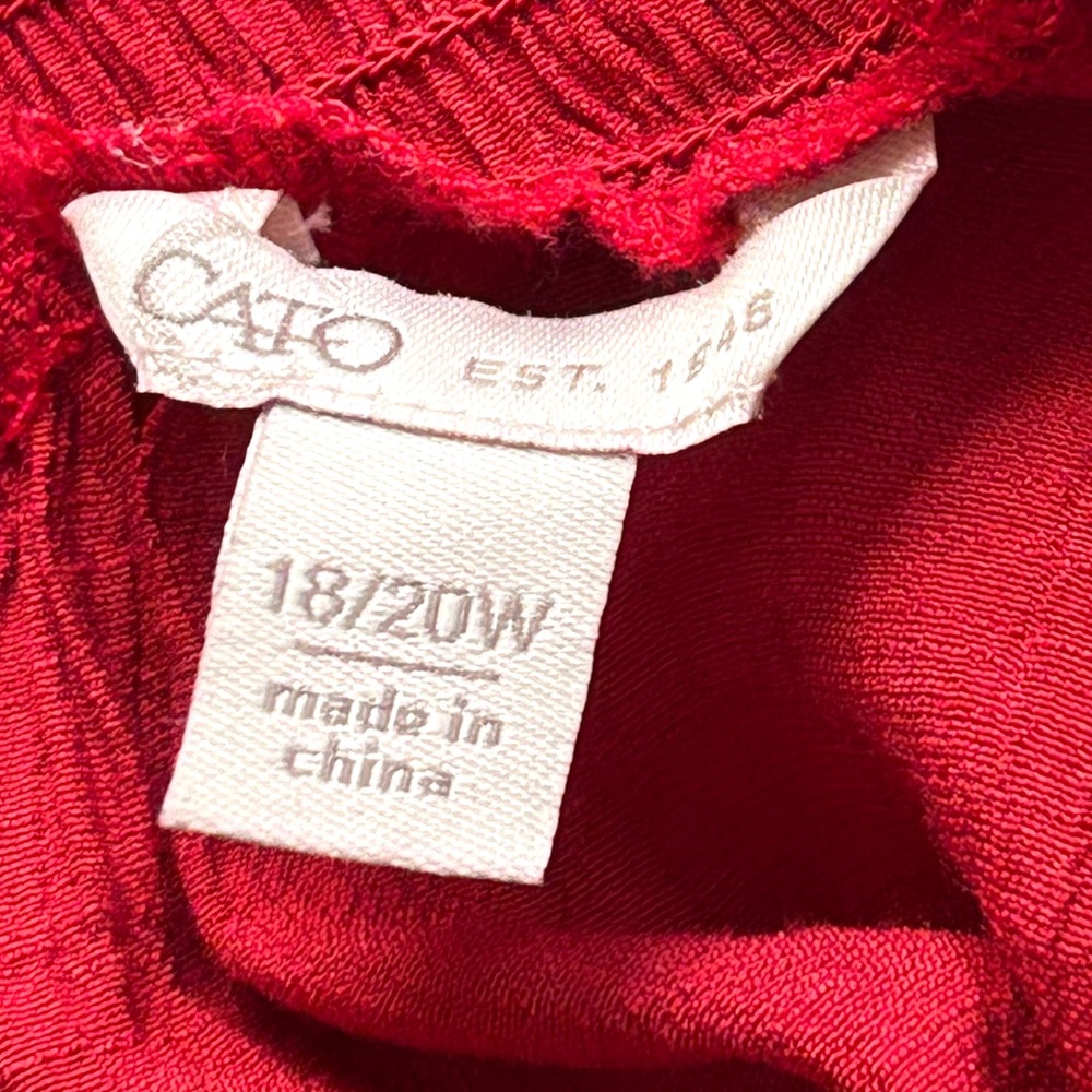Cato Boho Flowy Peasant Bell Sleeve Blouse - 18/20W - Crimson Red, Gold - Picture 8 of 12
